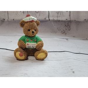 BC Bronson Porcelain Bears of Distinction Green Sweater/White Golf Hat With Pom